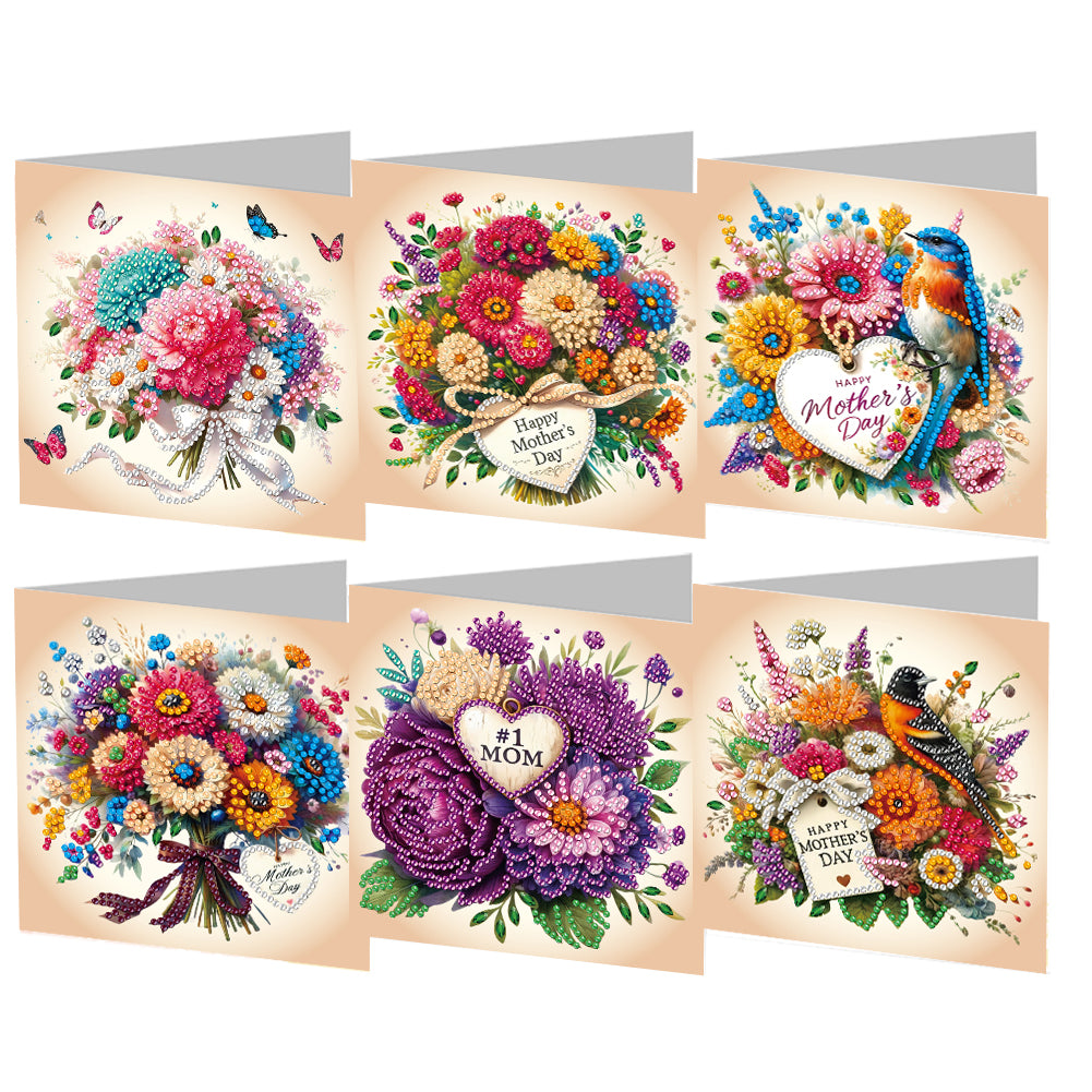 6Pcs DIY Diamond Painting Greeting Card with Envelope 5D DIY Drill Painting Card