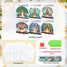 Load image into Gallery viewer, 6Pcs DIY Diamond Painting Greeting Card with Envelope 5D DIY Drill Painting Card
