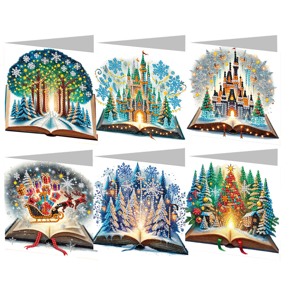 6Pcs DIY Diamond Painting Greeting Card with Envelope 5D DIY Drill Painting Card