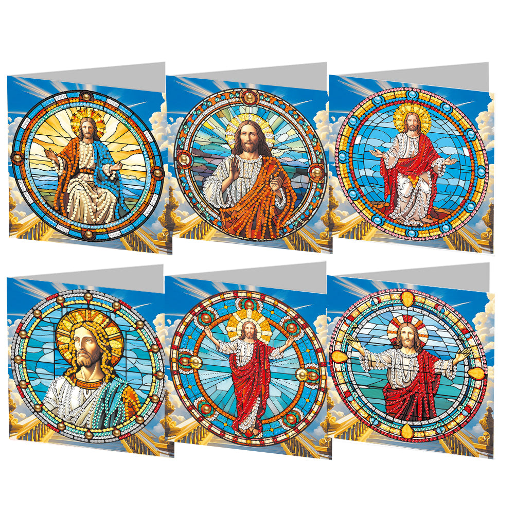 6Pcs DIY Diamond Painting Greeting Card with Envelope 5D DIY Drill Painting Card