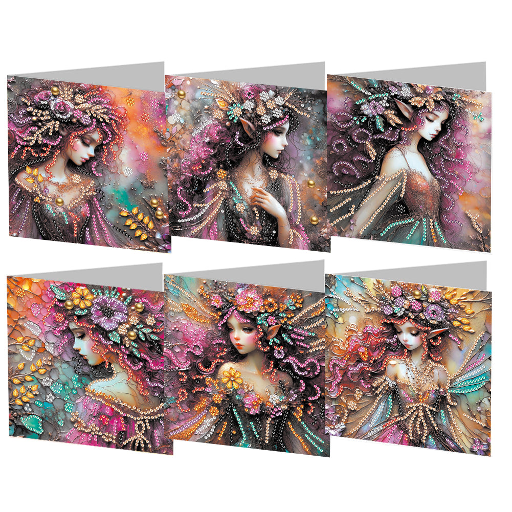6Pcs DIY Diamond Painting Greeting Card with Envelope 5D DIY Drill Painting Card
