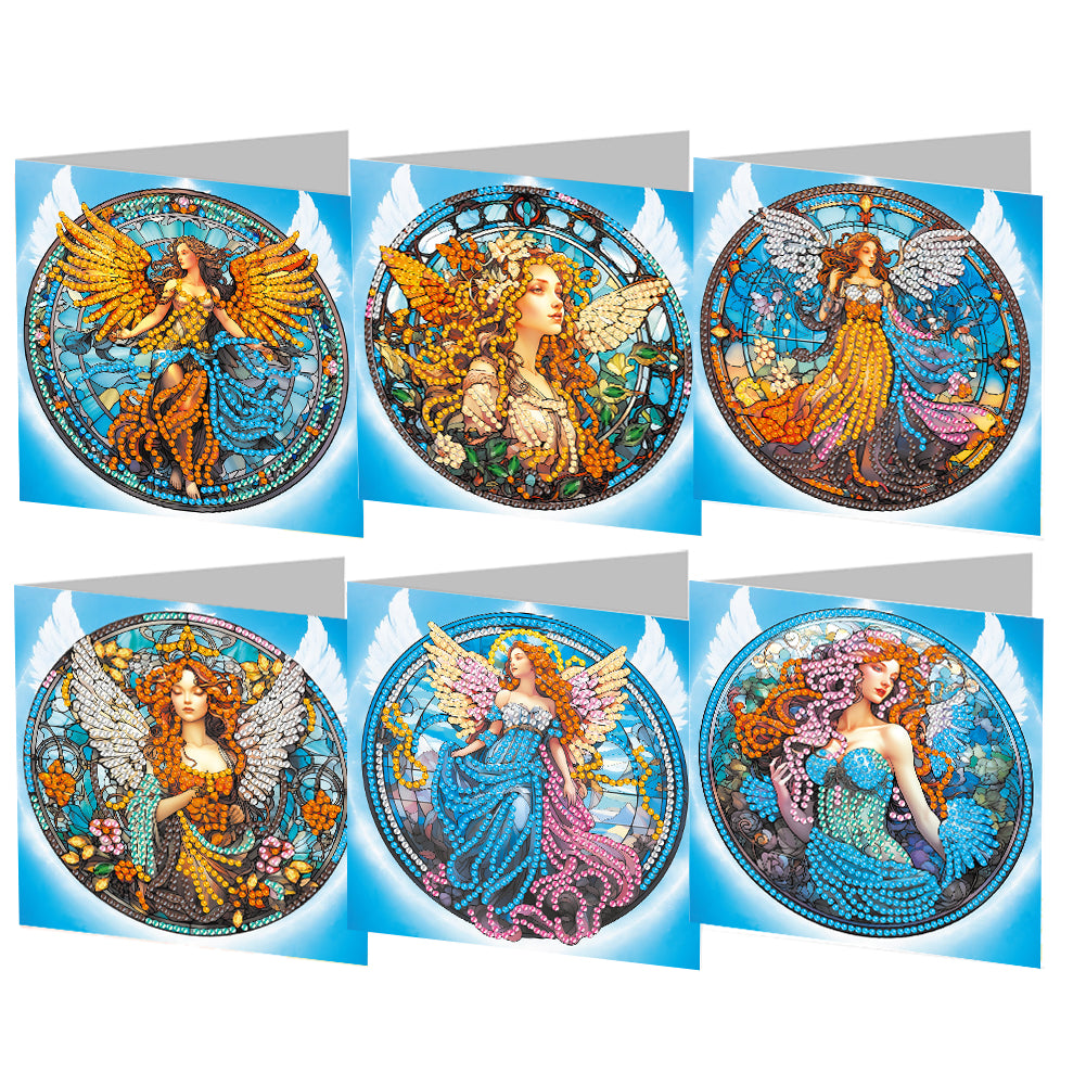 6Pcs DIY Diamond Painting Greeting Card with Envelope 5D DIY Drill Painting Card