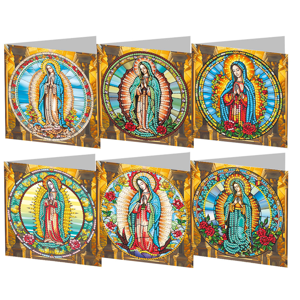 6Pcs DIY Diamond Painting Greeting Card with Envelope 5D DIY Drill Painting Card