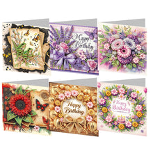 Load image into Gallery viewer, 6Pcs DIY Diamond Painting Greeting Card with Envelope 5D DIY Drill Painting Card
