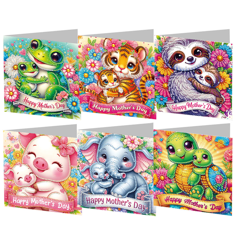 6Pcs DIY Diamond Painting Greeting Card with Envelope 5D DIY Drill Painting Card