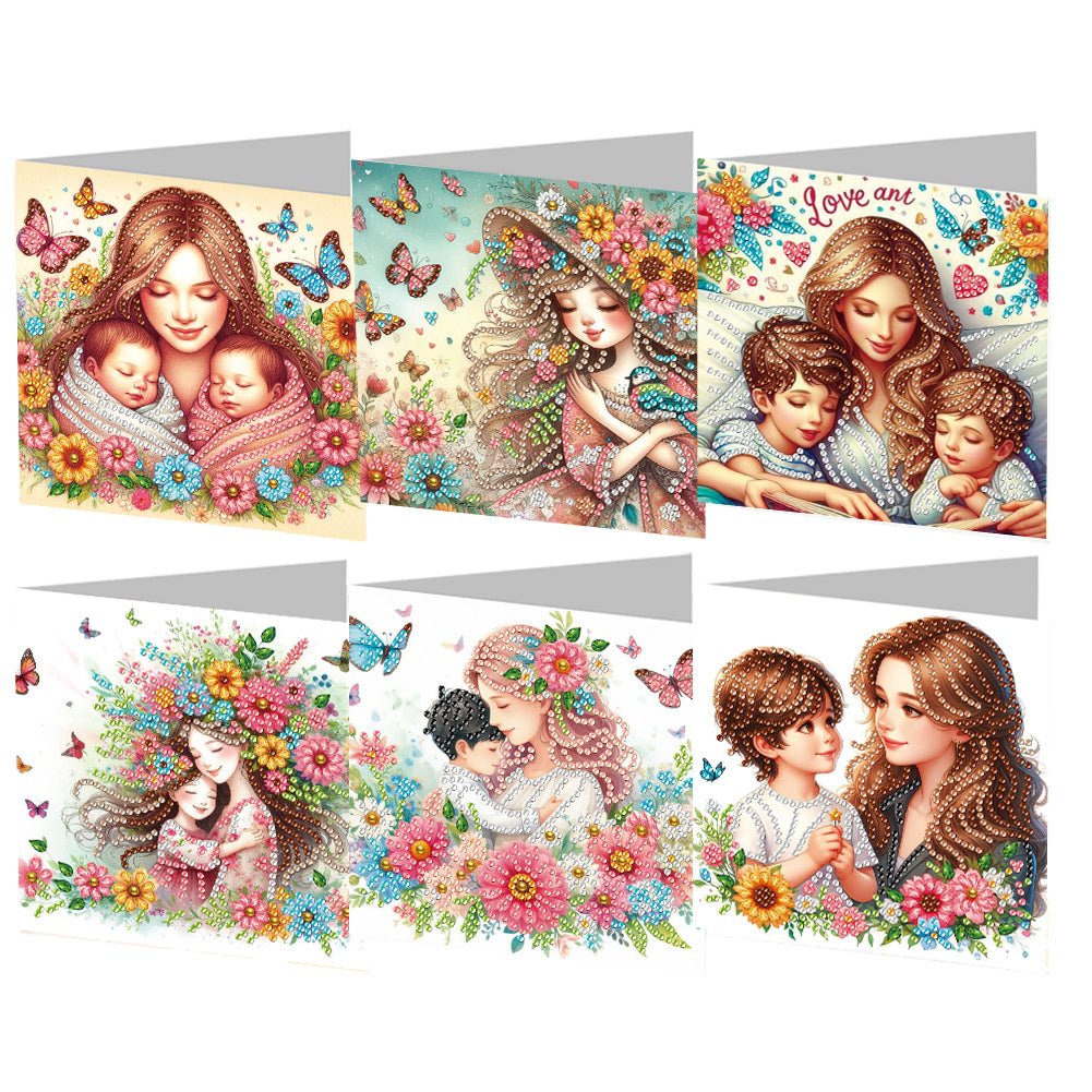 6Pcs DIY Diamond Painting Greeting Card with Envelope 5D DIY Drill Painting Card