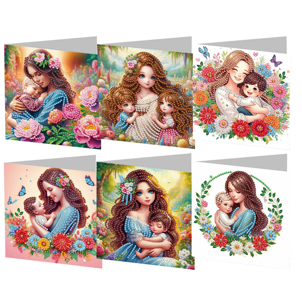 6Pcs DIY Diamond Painting Greeting Card with Envelope 5D DIY Drill Painting Card