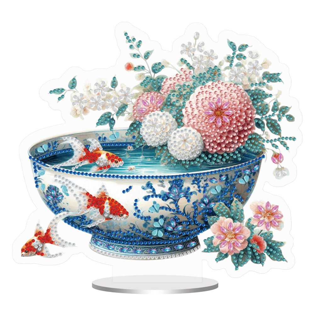 Acrylic Special Shape Bowl Flowers Desktop Diamond Art Kits Bedroom Table Decor