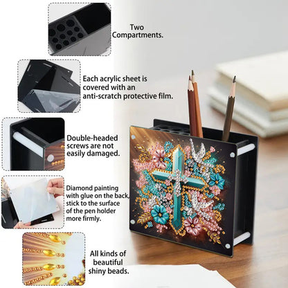 Acrylic Special Shape Animals DIY Diamond Painting Pen Holder Kit for Art Crafts