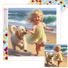 Load image into Gallery viewer, Diamond Painting - Full Square - Little Girl Playing On The Beach In Summer (30*30CM)
