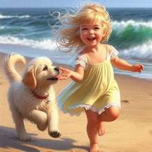 Load image into Gallery viewer, Diamond Painting - Full Square - Little Girl Playing On The Beach In Summer (30*30CM)
