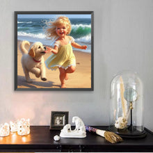 Load image into Gallery viewer, Diamond Painting - Full Square - Little Girl Playing On The Beach In Summer (30*30CM)
