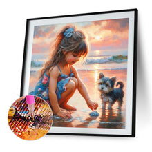 Load image into Gallery viewer, Diamond Painting - Full Square - Little Girl Playing On The Beach In Summer (30*30CM)
