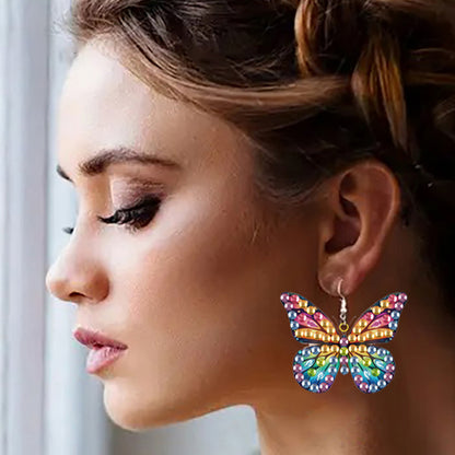 4 Pairs Double Sided Exquisite Pattern Diamond Painting Earrings for Women Girls