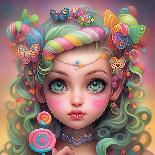 AB Diamond Painting - Full Round - Candy Girl (40*40CM)