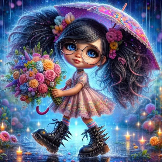 AB Diamond Painting - Full Round - Cute Girl With Umbrella (40*40CM)