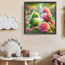 Load image into Gallery viewer, Diamond Painting - Full Round - Fountain Flower Forest Green Pink Twin Birds (40*40CM)
