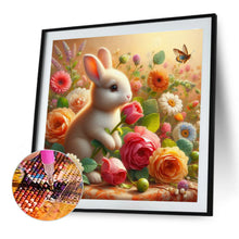 Load image into Gallery viewer, Diamond Painting - Full Round - Butterfly Rabbit In The Flower Bush (40*40CM)

