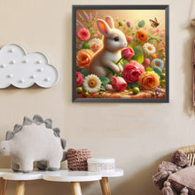 Load image into Gallery viewer, Diamond Painting - Full Round - Butterfly Rabbit In The Flower Bush (40*40CM)
