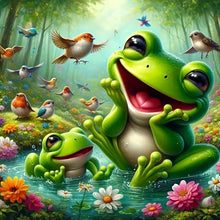 Load image into Gallery viewer, Diamond Painting - Full Round - Happy Frog Sparrow Group (40*40CM)

