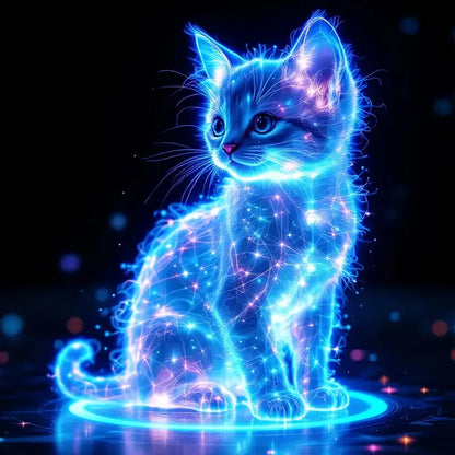 Diamond Painting - Full Round - Geometry Particle Fluorescent Cat (40*40CM)
