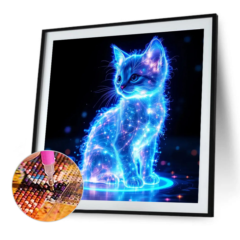 Diamond Painting - Full Round - Geometry Particle Fluorescent Cat (40*40CM)