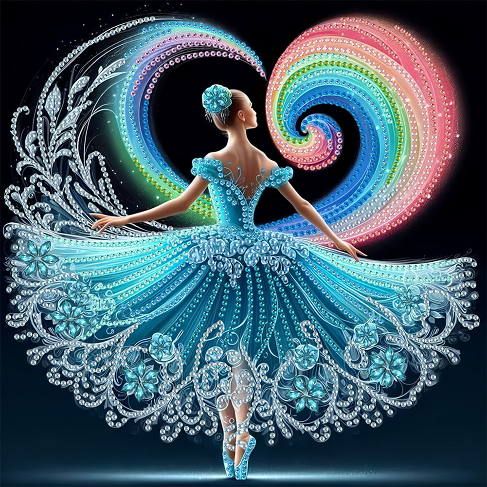 Diamond Painting - Partial Special Shaped - Beautiful Skirt Dancing Girl (30*30CM)
