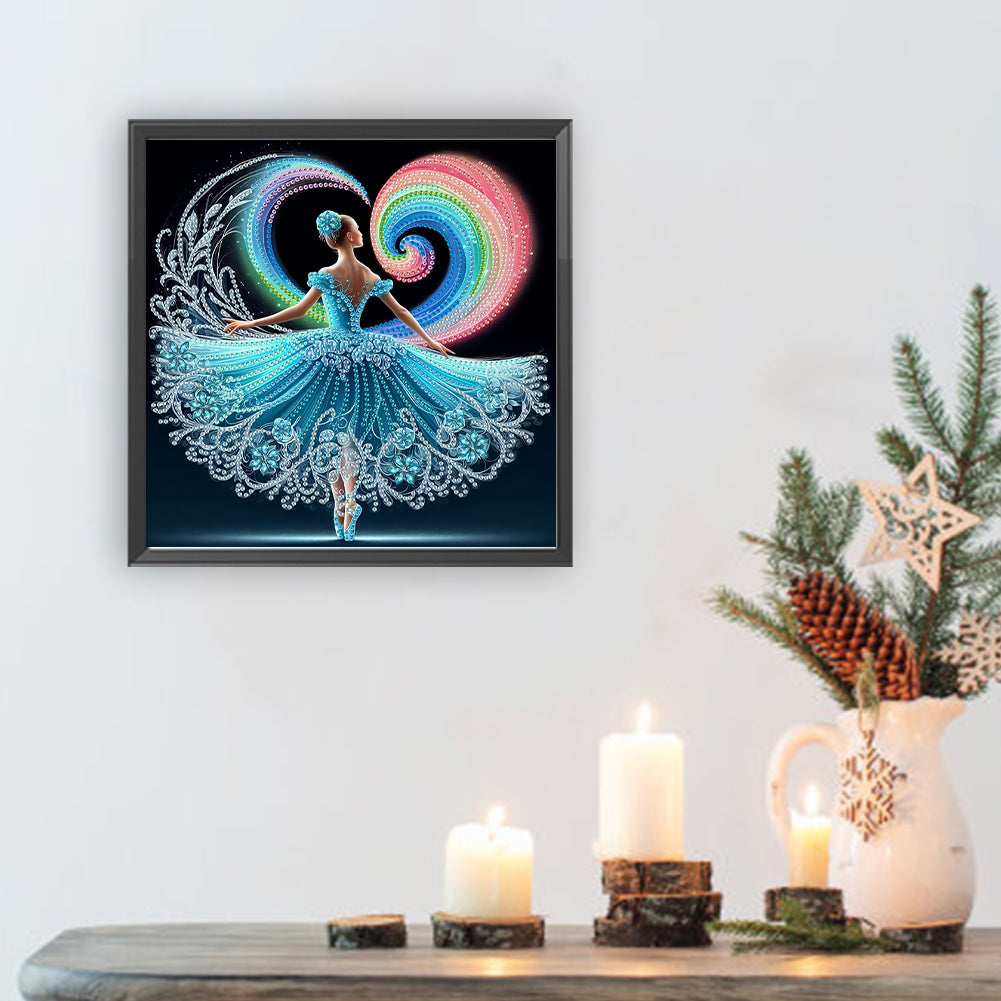 Diamond Painting - Partial Special Shaped - Beautiful Skirt Dancing Girl (30*30CM)
