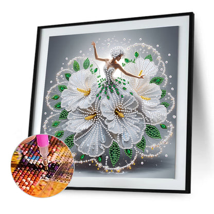 Diamond Painting - Partial Special Shaped - Beautiful Skirt Dancing Girl (30*30CM)