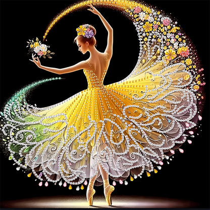 Diamond Painting - Partial Special Shaped - Beautiful Skirt Dancing Girl (30*30CM)
