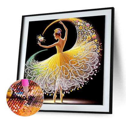 Diamond Painting - Partial Special Shaped - Beautiful Skirt Dancing Girl (30*30CM)
