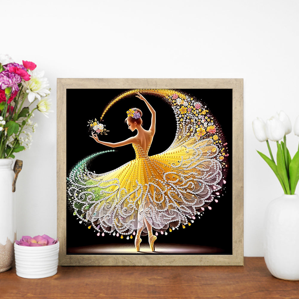 Diamond Painting - Partial Special Shaped - Beautiful Skirt Dancing Girl (30*30CM)