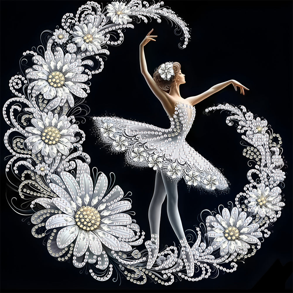 Diamond Painting - Partial Special Shaped - Beautiful Skirt Dancing Girl (30*30CM)