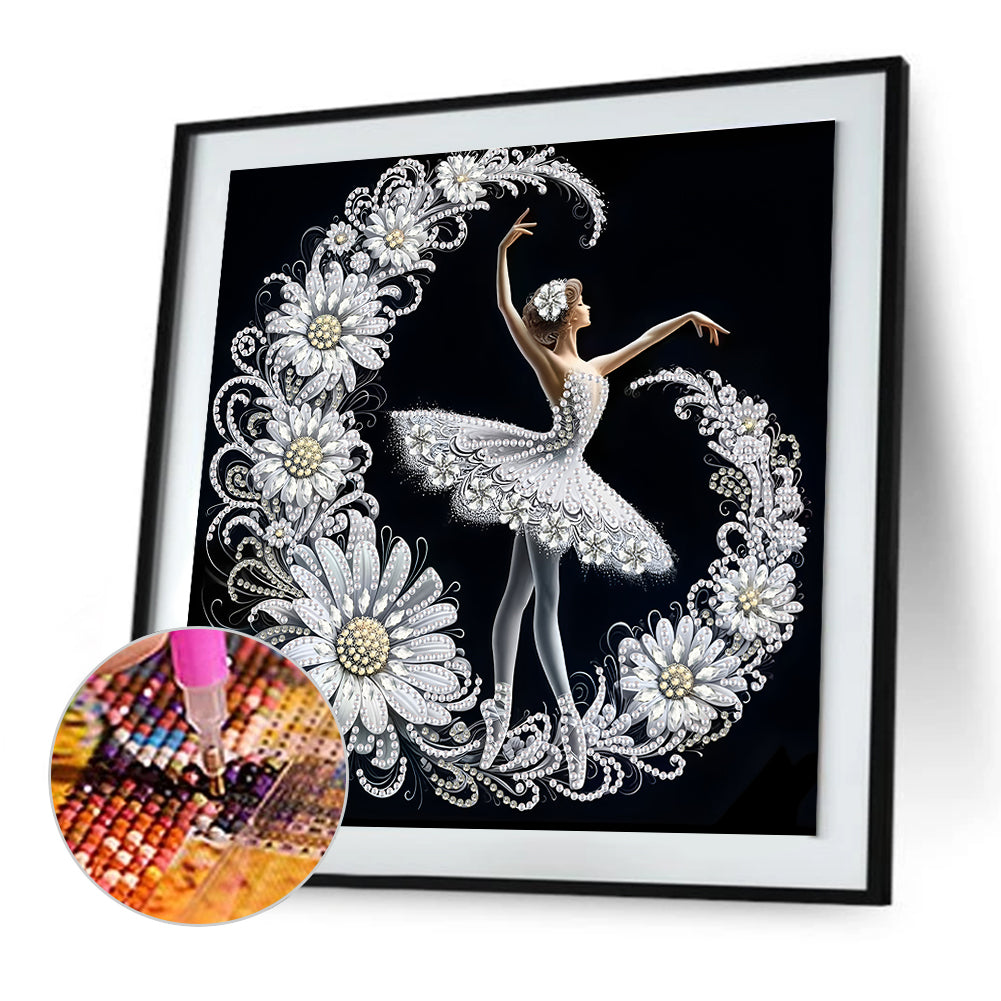 Diamond Painting - Partial Special Shaped - Beautiful Skirt Dancing Girl (30*30CM)