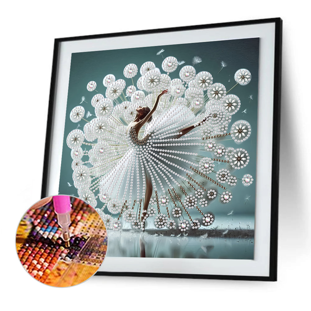 Diamond Painting - Partial Special Shaped - Beautiful Skirt Dancing Girl (30*30CM)