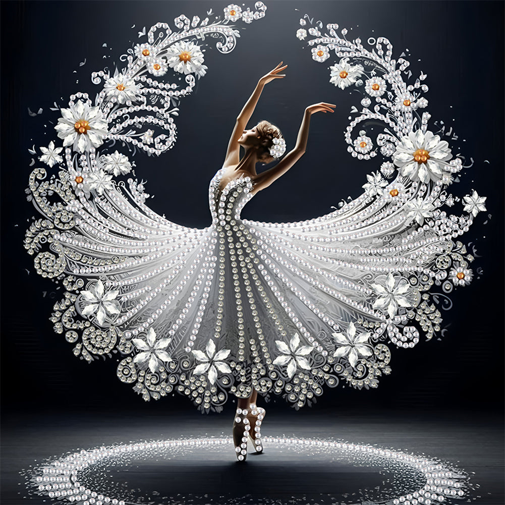 Diamond Painting - Partial Special Shaped - Beautiful Skirt Dancing Girl (30*30CM)