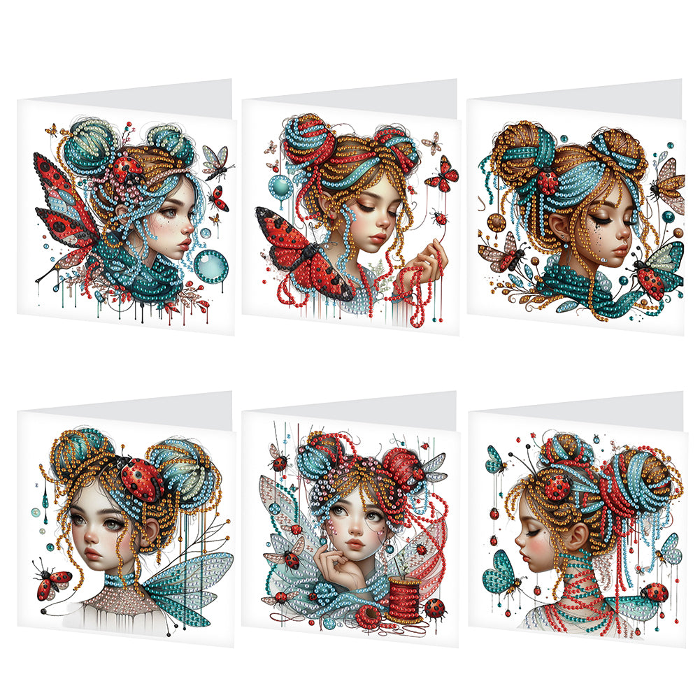 6pcs Diamond Painting Greeting Cards DIY Diamond Art Cards Handmade Arts Crafts