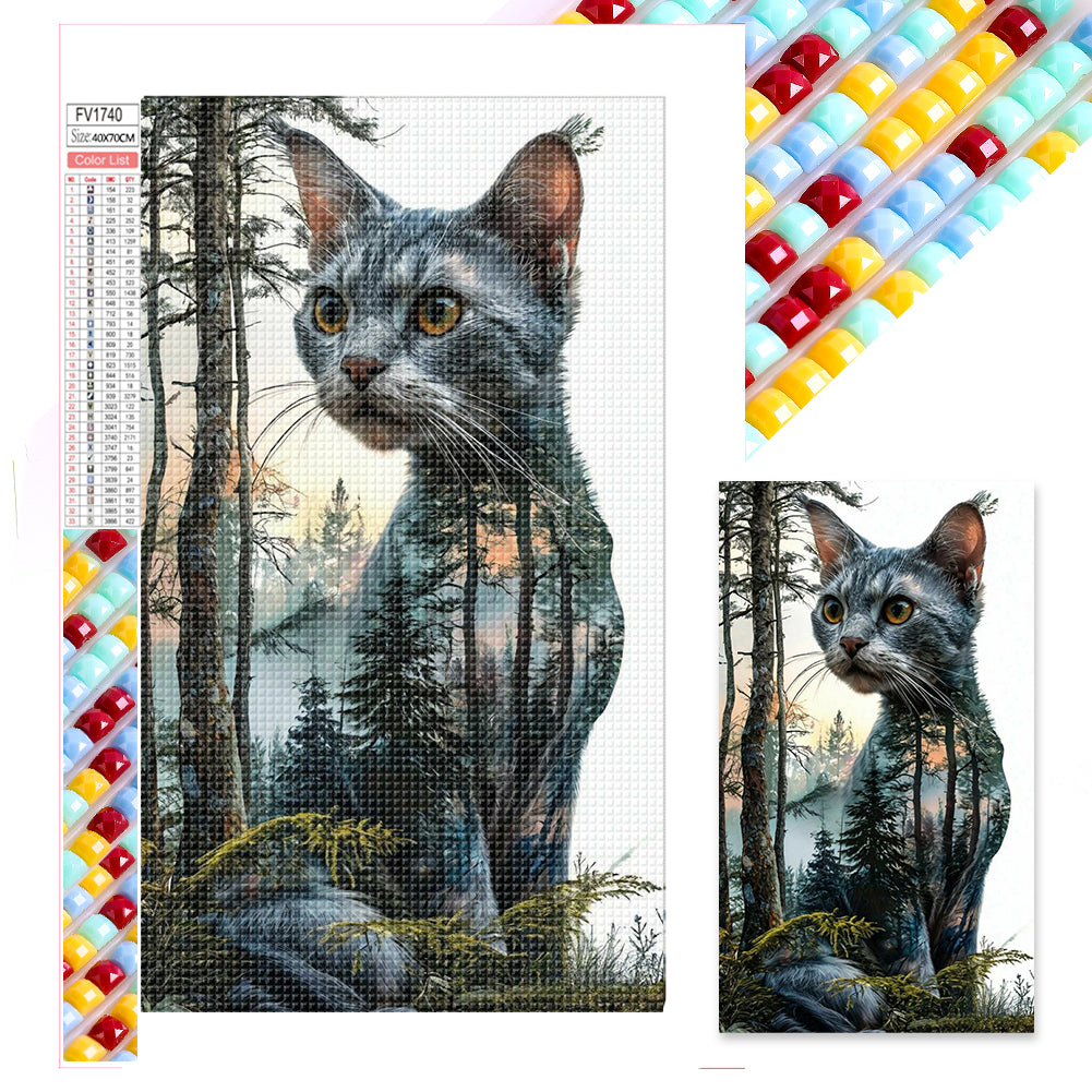 Diamond Painting - Full Square - Kitten In The Deep Forest (40*70CM)