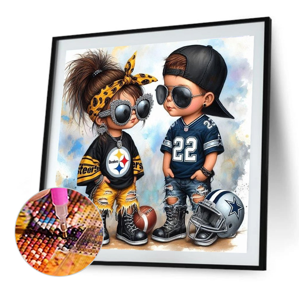 Diamond Painting - Full Round - Pittsburgh Steelers Girl Boy (40*40CM)