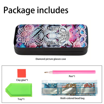 Flower Animal Leather DIY Diamond Painting Sunglasses Storage Box for Art Craft