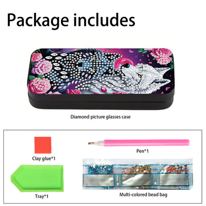 Flower Animal Leather DIY Diamond Painting Sunglasses Storage Box for Art Craft