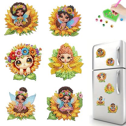 6Pcs Acrylic Cute Pattern Diamond Art Refrigerator Magnets Sticker for Beginners