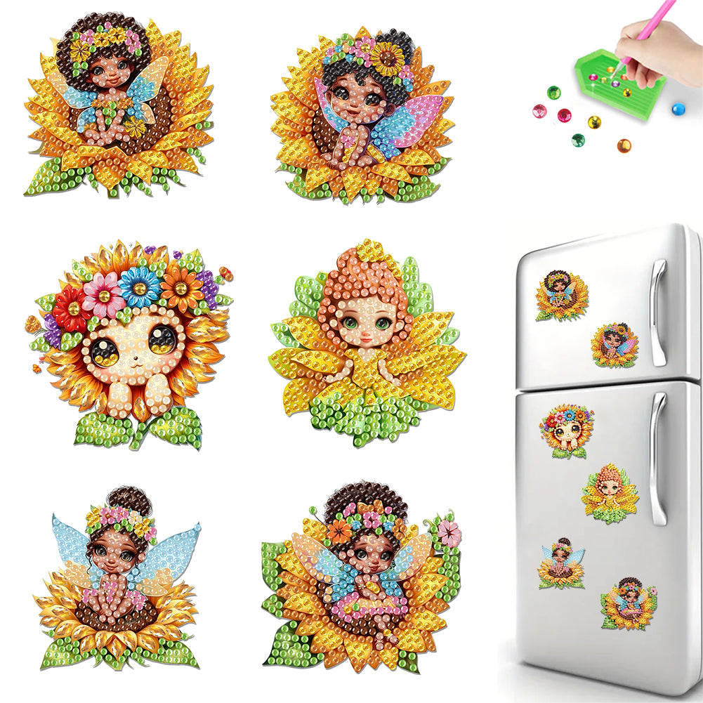 6Pcs Acrylic Cute Pattern Diamond Art Refrigerator Magnets Sticker for Beginners