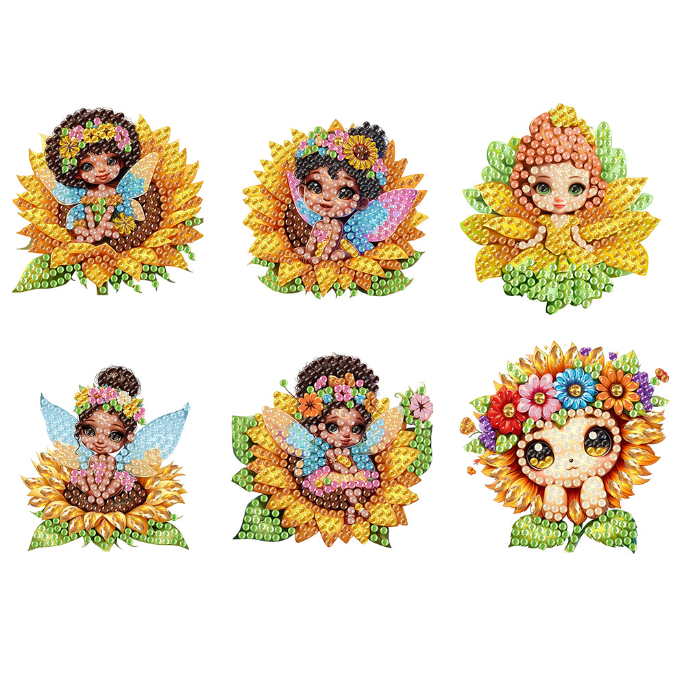 6Pcs Acrylic Cute Pattern Diamond Art Refrigerator Magnets Sticker for Beginners