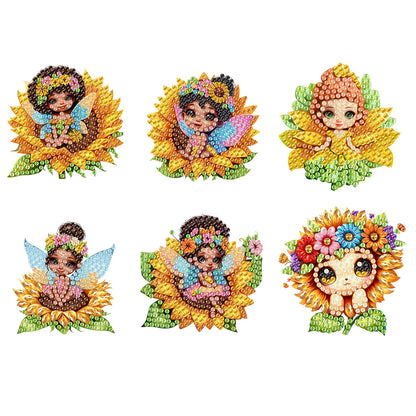 6Pcs Acrylic Cute Pattern Diamond Art Refrigerator Magnets Sticker for Beginners