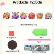 Load image into Gallery viewer, 6Pcs Acrylic Cute Pattern Diamond Art Refrigerator Magnets Sticker for Beginners
