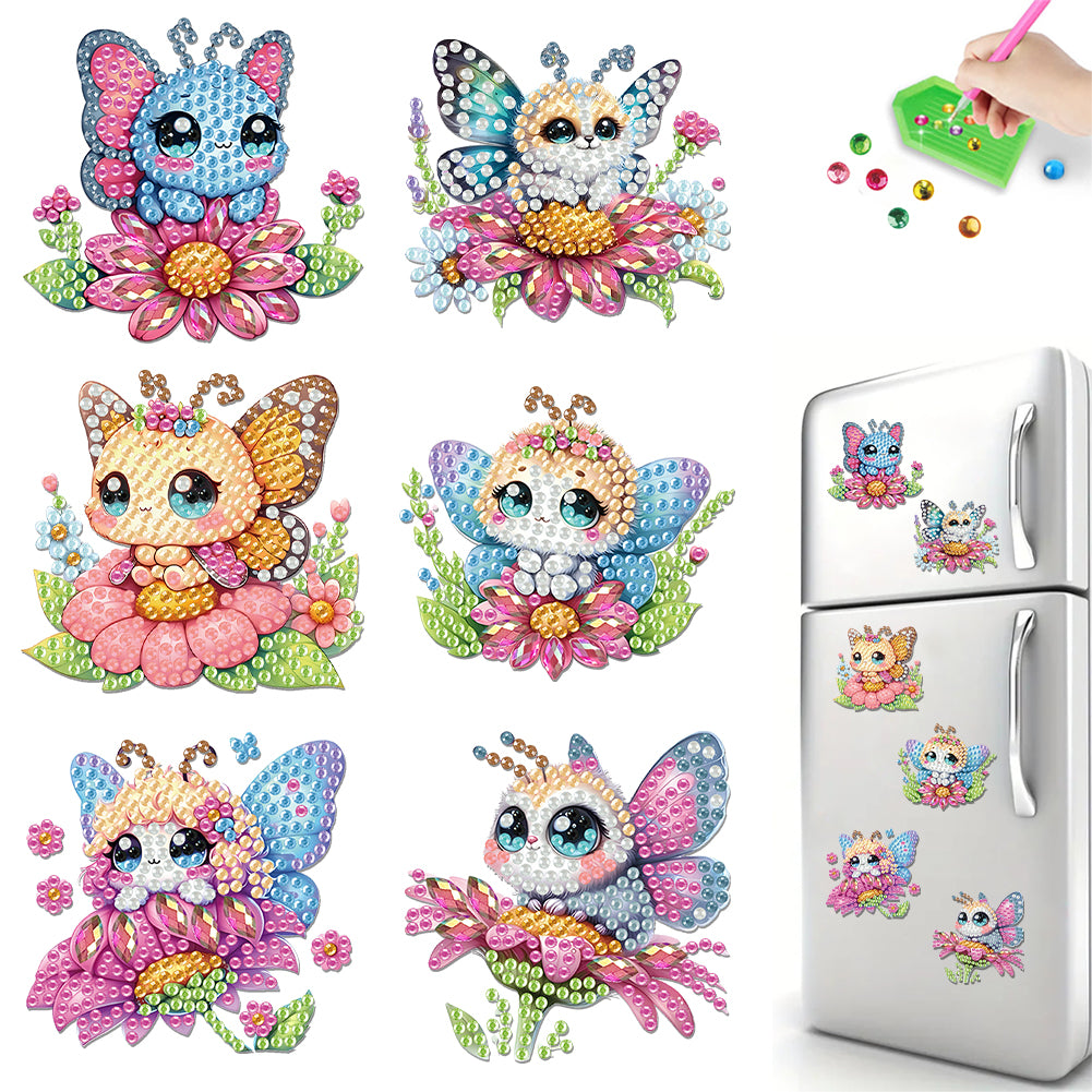 6Pcs Acrylic Cute Pattern Diamond Art Refrigerator Magnets Sticker for Beginners
