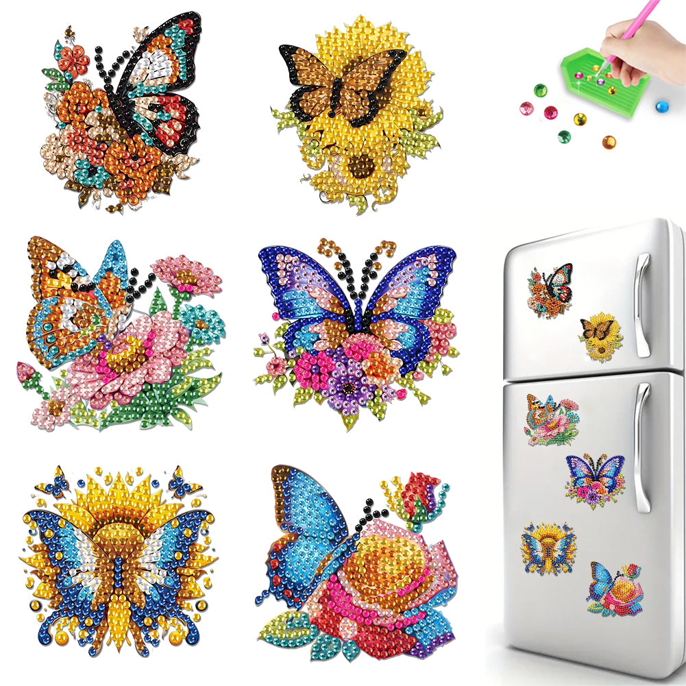 6Pcs Acrylic Cute Pattern Diamond Art Refrigerator Magnets Sticker for Beginners