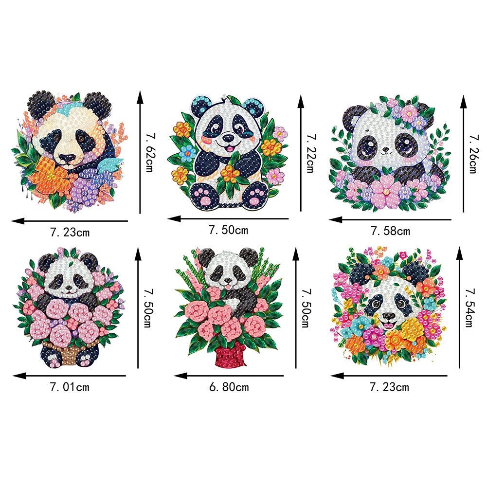 6Pcs Acrylic Cute Pattern Diamond Art Refrigerator Magnets Sticker for Beginners