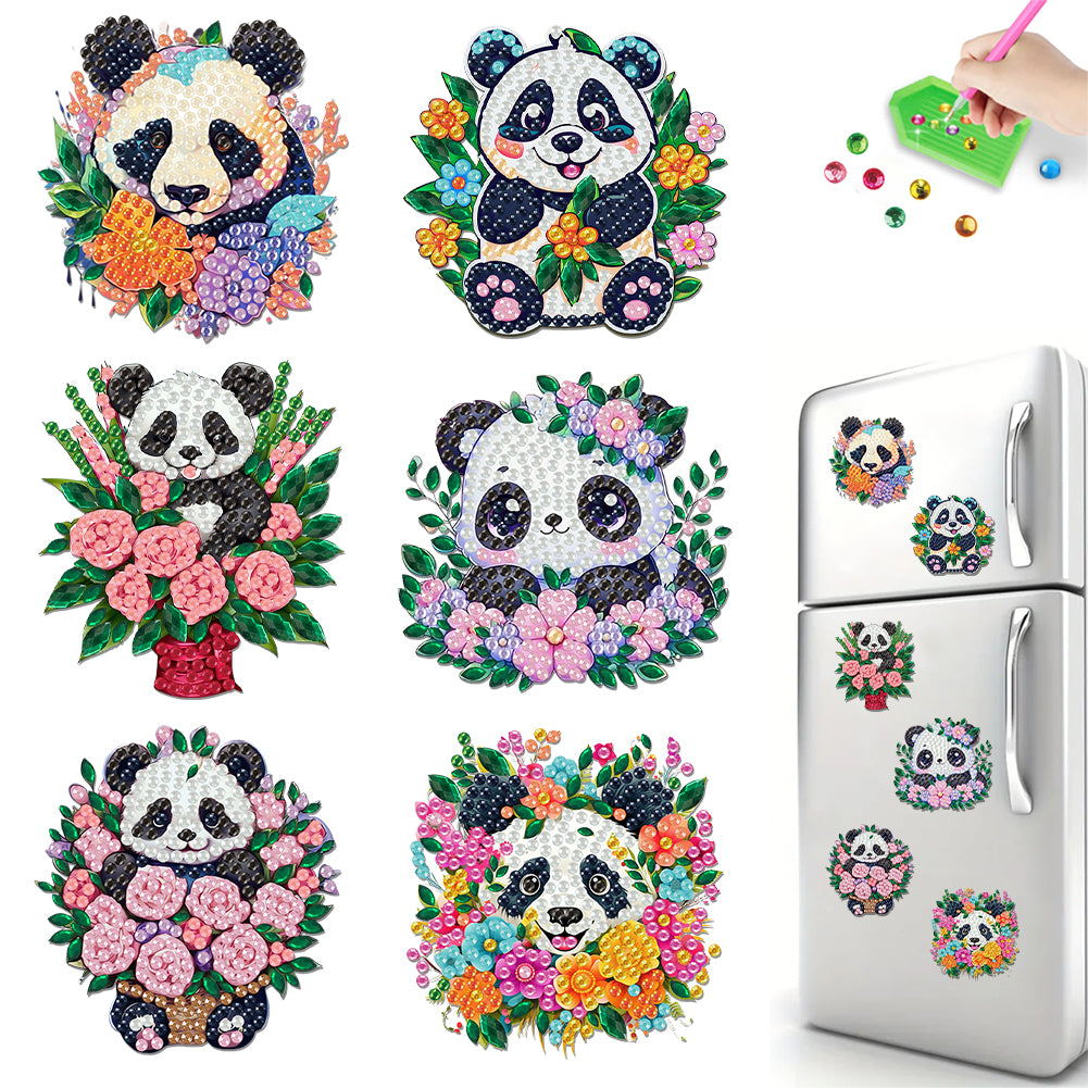 6Pcs Acrylic Cute Pattern Diamond Art Refrigerator Magnets Sticker for Beginners